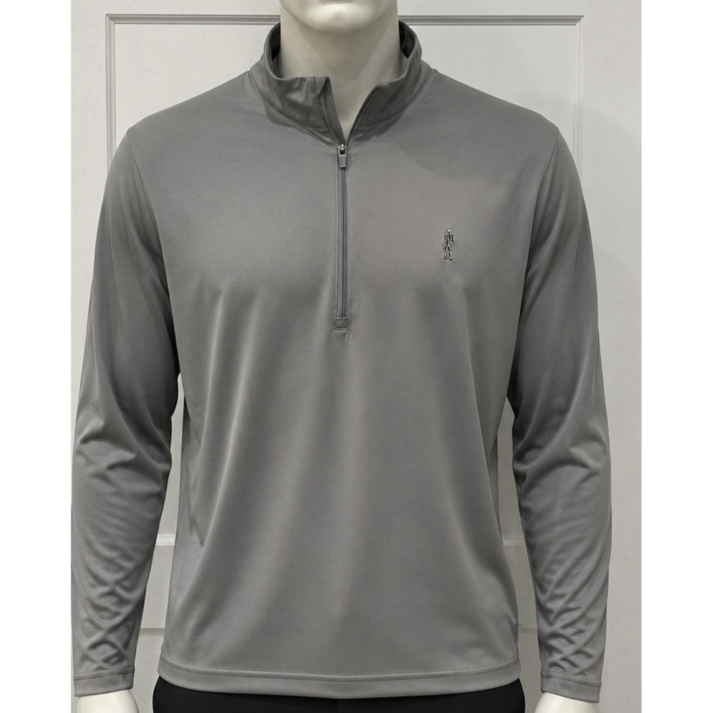 PERRY ELLIS Men's 1/4 Zip Pullover Gray/Silver Size Small S Polyester Classy